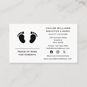 Cartão De Visita Crianças Babysitter Babá Bebê Feet Mídia Social