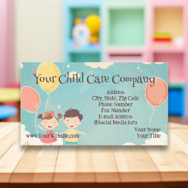 Cartão De Visita Crianças felizes e balões Crianças de creche para 