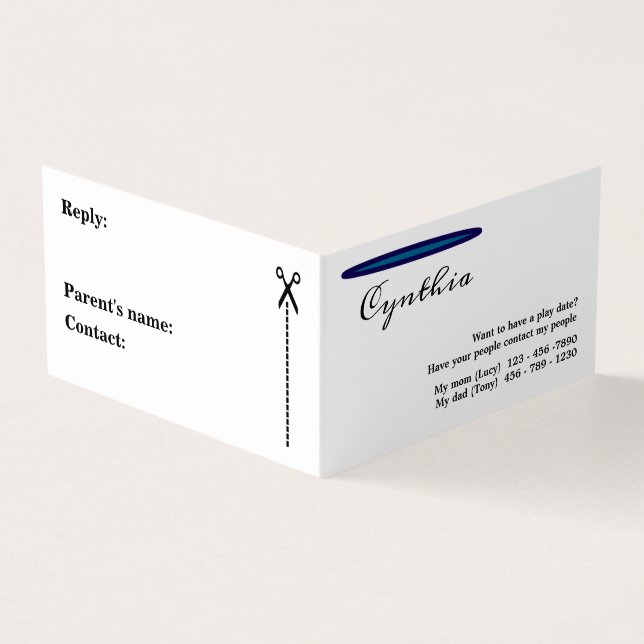 Cartão De Visita Crianças Simples, mas Elegantes (Exterior)