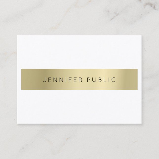Cartão De Visita Crie seu próprio branco Dourado moderno sofisticad (Frente)
