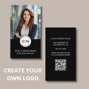 Cartão De Visita Crie seu próprio logotipo preto profissional