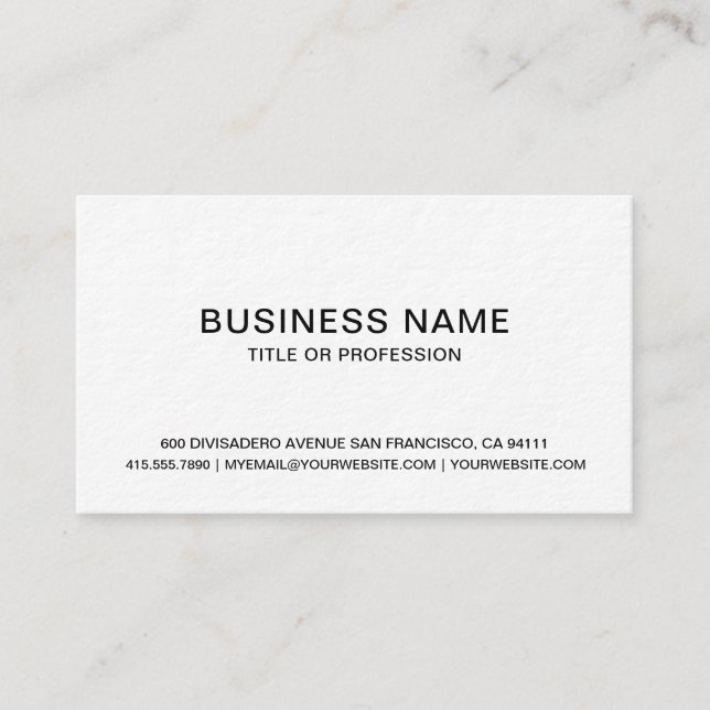 Cartão De Visita Crie seu próprio profissional, branco simples (Frente)