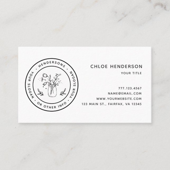 Cartão De Visita Crie Suas Próprias Flores De Jar Mason (Frente)