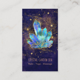 Cartão De Visita *~* Cristais Azuis Cósmicos Estrelas Douradas de 