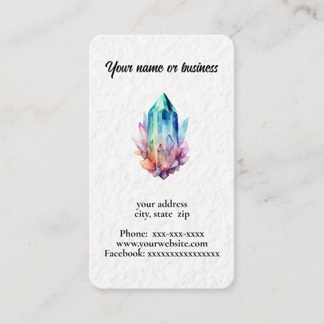 Cartão De Visita Cristais de aquarela (Frente)