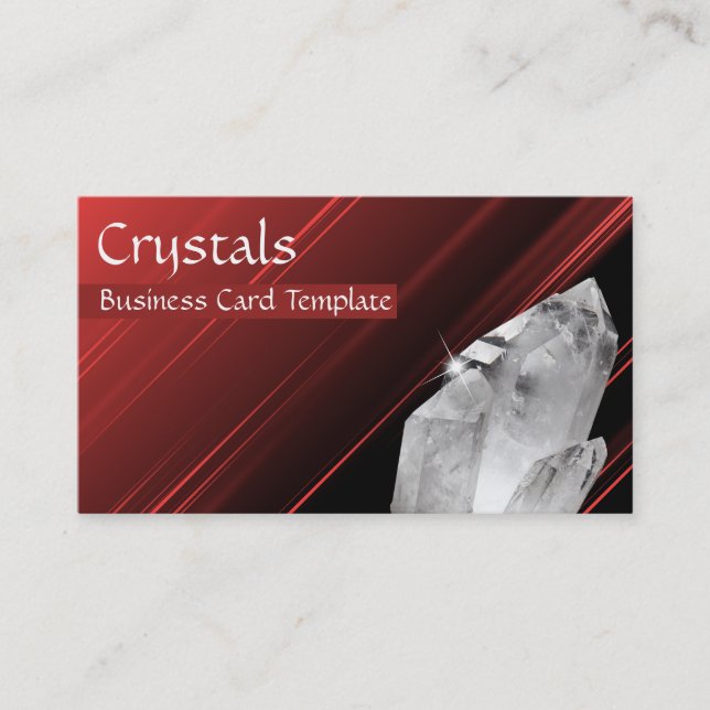 Cartão De Visita Cristais de Quartz Vermelho e Branco (Frente)