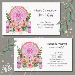 Cartão De Visita Cristais Mandala Rosa Flor Energia Yoga Reiki Spa