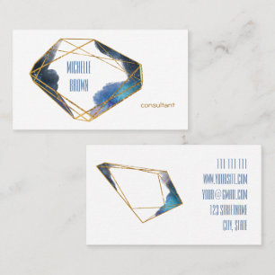 Cartão De Visita Cristal azul ouro abstrato consultor elegante