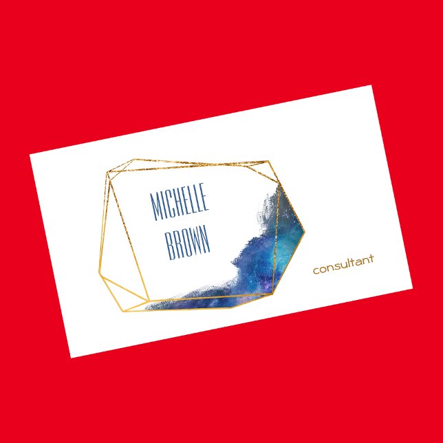 Cartão De Visita Cristal dourado azul consultor abstrato elegante n (Criador carregado)