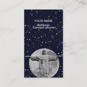 Cartão De Visita Cristo, lua e estrelas
