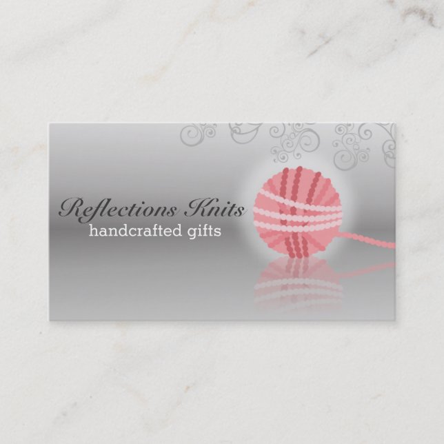 Cartão De Visita crochê de tricô de fio rosado (Frente)