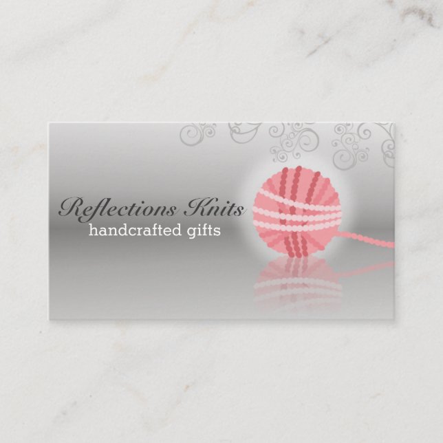 Cartão De Visita crochê de tricô de fio rosado (Frente)
