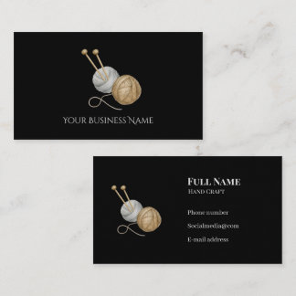Cartão De Visita Crochet Business Card with Yarn Balls & Needles