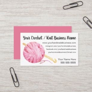 Cartão De Visita Crochet cor-de-rosa do fio