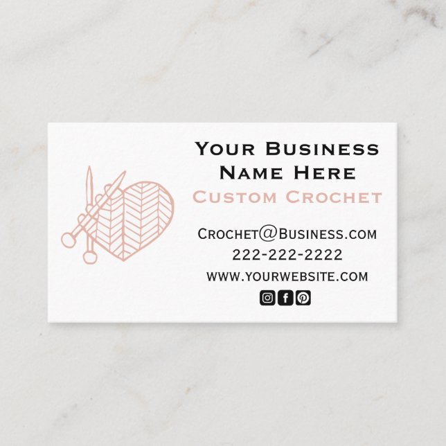 Cartão De Visita Crochet Custom Business Card (Frente)