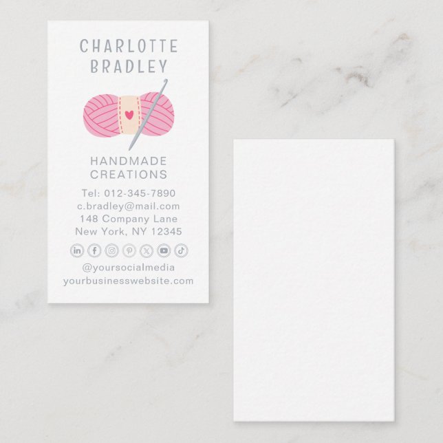 Cartão De Visita Crochet Moderno Simples - Crochet Manufaturado (Frente/Verso)