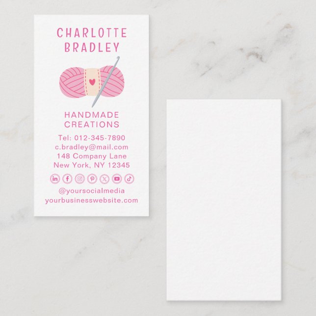 Cartão De Visita Crochet Moderno Simples - Crochet Manufaturado (Frente/Verso)