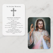 Cross Divine Mercy Jesus Funeral Prayer Card