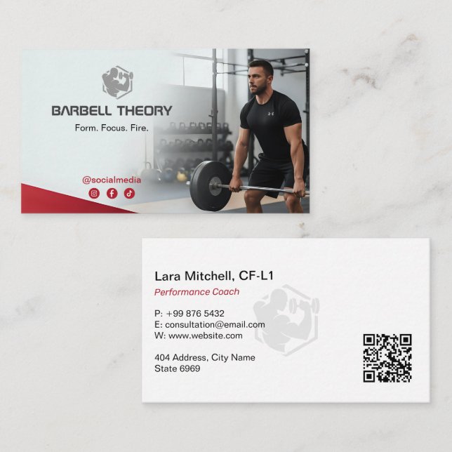 Cartão De Visita CrossFit Coach Business | Minimalist Fitness (Frente/Verso)
