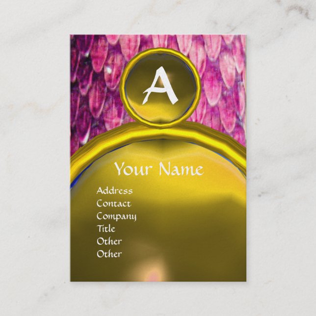 Cartão De Visita CROTALUS MONOGRAM TOPAZ, cor-de-rosa brilhante (Frente)