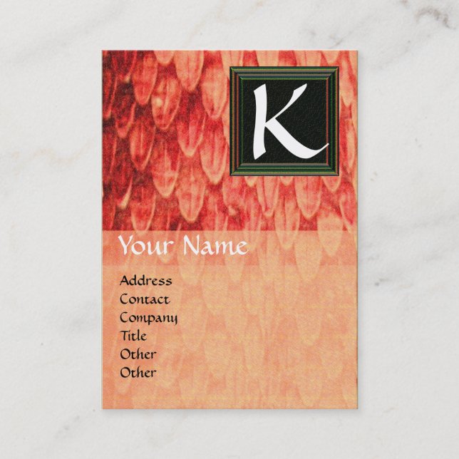 Cartão De Visita CROTALUS SQUARE MONOGRAMA cor de laranja preto (Frente)