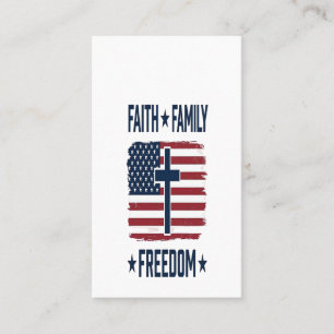 Cartão De Visita Cruz Patriótica Fé Família Liberdade Bandeira EUA