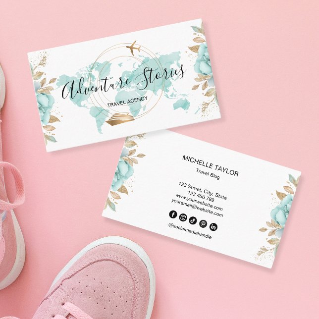 Cartão De Visita Cruzeiro do Mapa do Mundo Azul no Blog da Agência  (Criador carregado)