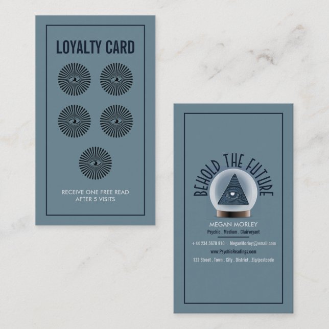 Cartão De Visita Crystal Ball, Leitura Psíquica (Frente/Verso)
