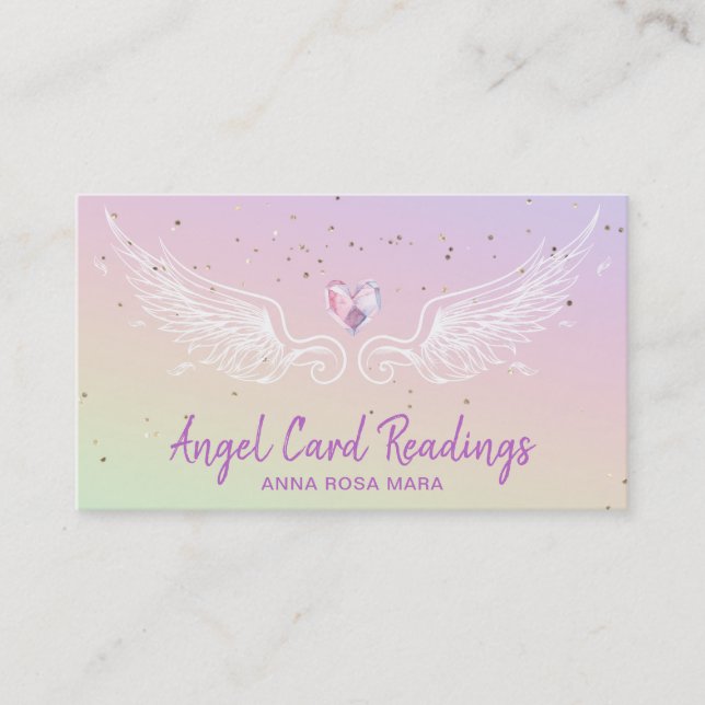 Cartão De Visita *~* Crystal Heart Angel Wings Starry Night Sky (Frente)