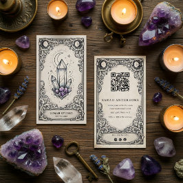 Cartão De Visita Crystal Shop Business Card | Vintage Celestial 