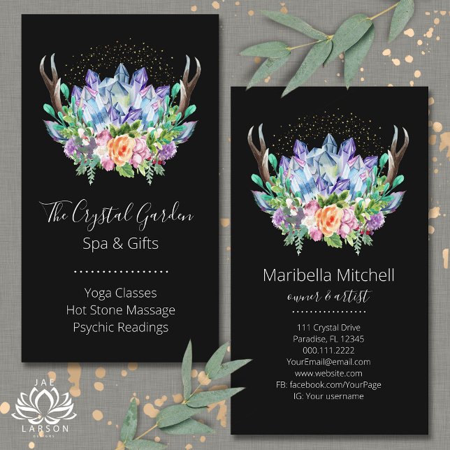 Cartão De Visita Crystals Yoga Energy Healer Psychic Reiki Spa (Criador carregado)