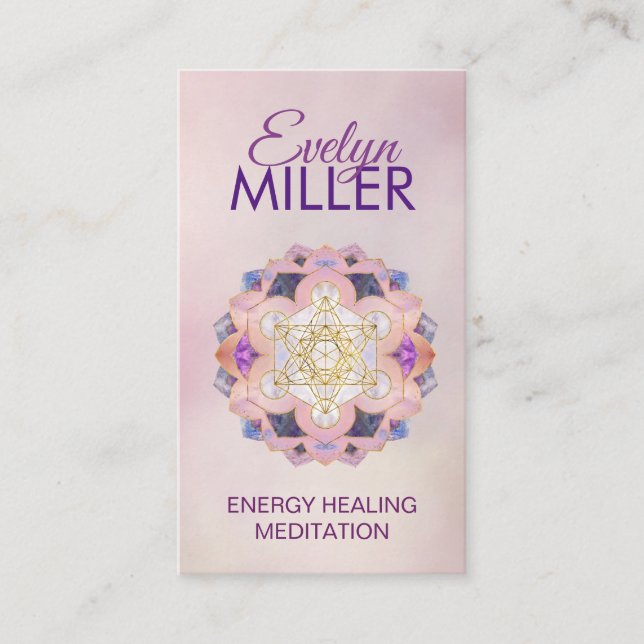 Cartão De Visita Cubo de Metatron em Geometria Sagrada de Gemstone  (Frente)