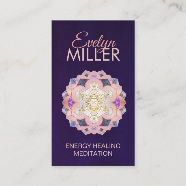 Cartão De Visita Cubo de Metatron em Geometria Sagrada de Gemstone  (Frente)