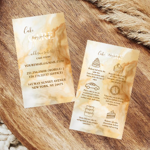 Cartão De Visita Cuidado com Bolo de Mármore Dourado de Luxo 