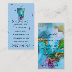 Cartão De Visita Cuidado com copo azul com textura