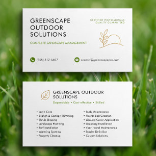 Cartão De Visita Cuidado de Jardim Minimalista Folha de Ouro Logoti