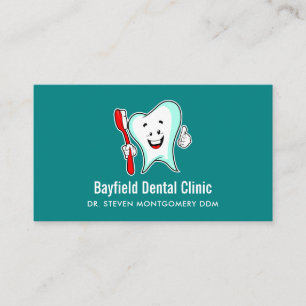 Cartão De Visita Cuidado Dental Dente Feliz com Escova de Dentes
