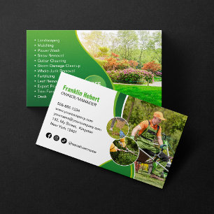 Cartão De Visita Cuidado Profissional com Gramado Verde Paisagismo 