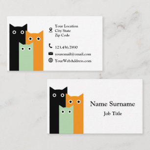 Cartão De Visita Cuidado Simples de Animais Gatos