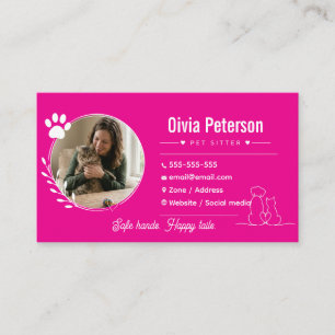 Cartão De Visita Cuidador de Animais de Estimação Minimalista de Lu