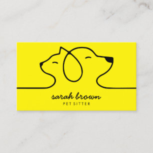 Cartão De Visita Cuidador de animais logotipo linha gato amarelo ca
