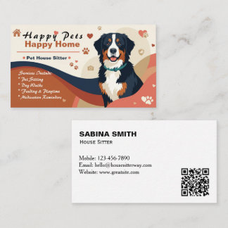 Cartão De Visita Cuidador de Casa de Cachorro Bernese Mountain