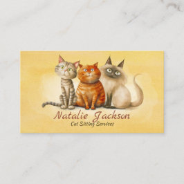 Cartão De Visita Cuidador de Gatos - Gatos Adoráveis em Aquarela