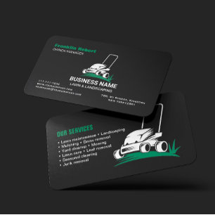 Cartão De Visita Cuidador de Jardim Preto Verde Profissional e Pres