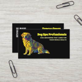 Cartão De Visita Cuidados de Cachorro Alinhando a QR Preta