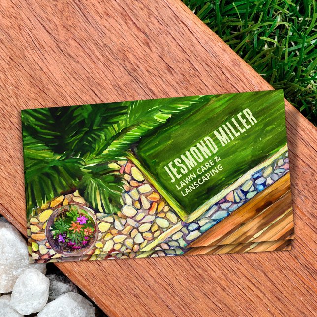 Cartão De Visita Cuidados de jardim e paisagens - arte aquática (Criador carregado)