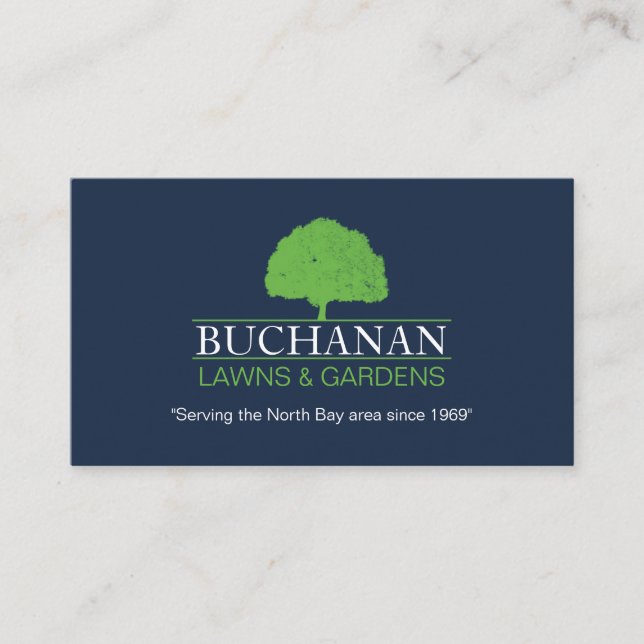 Cartão De Visita Cuidados e jardinagem azuis e verdes (Frente)