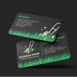 Cartão De Visita Cuidados e Paisagens Verde Preto Profissionais