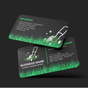 Cartão De Visita Cuidados e Paisagens Verde Preto Profissionais