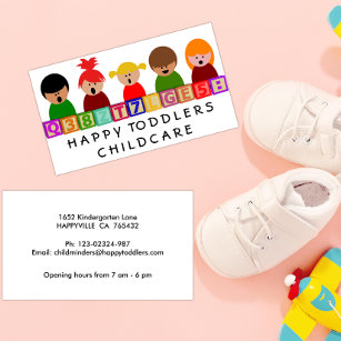 Cartão De Visita Cuidados infantis, jardim de infância